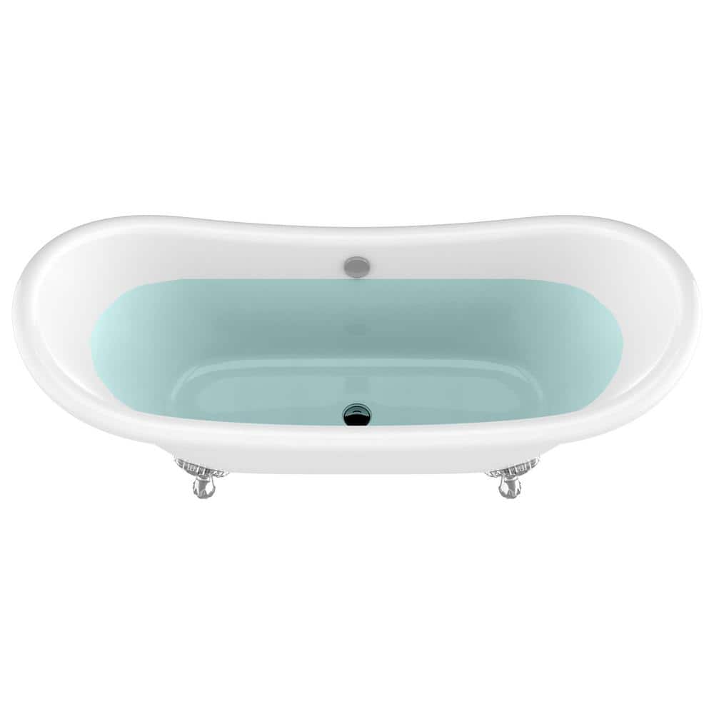 Belissima 69'' White Acrylic Clawfoot Freestanding Bathtub