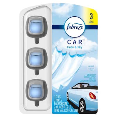 Car Vent Clip 0.06 oz. Linen and Sky Scent Automatic Air Freshener Dispenser (3-Count)