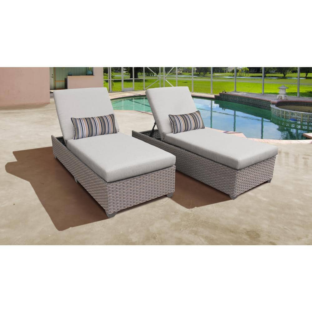 TK CLASSICS Oasis Wicker Outdoor Chaise Lounges with Ash Cushions (Set ...