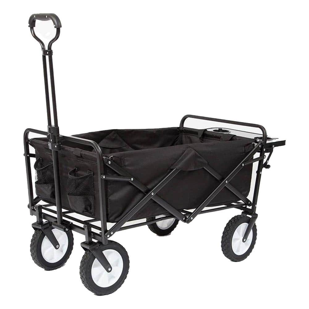 Mac Sports Folding Outdoor Garden Utility Wagon Cart w/ Table  Black 