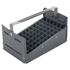 66-Compartment Gray Polyethylene Portable Plumbing Nipple Caddy Small Parts Organizer