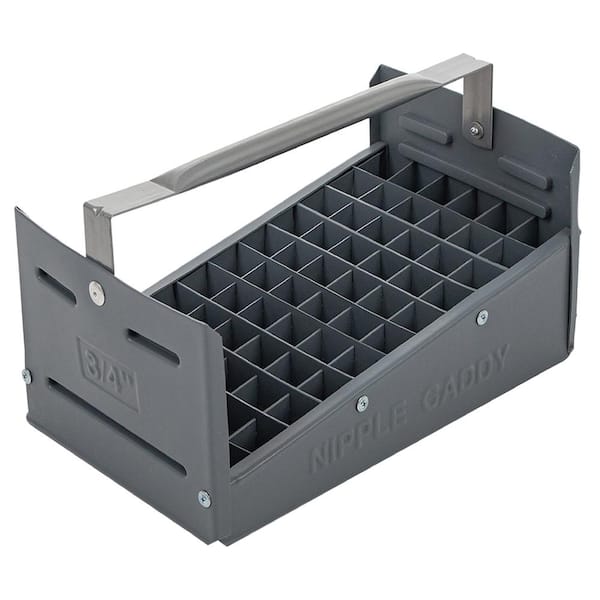 AMERICAN BUILT PRO 66-Compartment Gray Polyethylene Portable Plumbing Nipple Caddy Small Parts Organizer