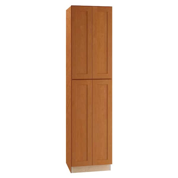 Home Decorators Collection Hargrove Cinnamon Stain Plywood Shaker Assembled Pantry Kitchen Cabinet 4 Rollouts Sft Cls 24 in W x 24 in D x 90 in H