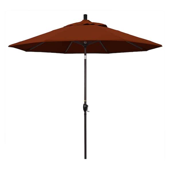 California Umbrella 9 ft. Aluminum Push Tilt Patio Umbrella in Brick Pacifica