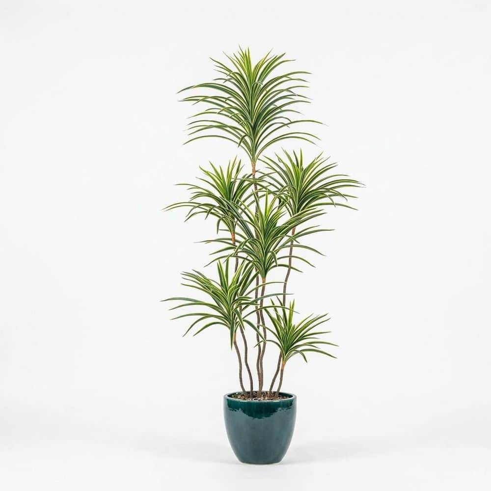 4 ft Artificial Green Dracaena Indoor Outdoor Faux Plant with Black Pot, Lifelike Tropical Tree Home Decor price history on PriceWatchPro