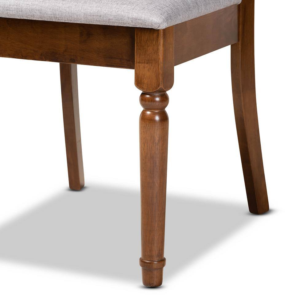 Walnut Brown and Grey Upholstered Cane Side Chair Set