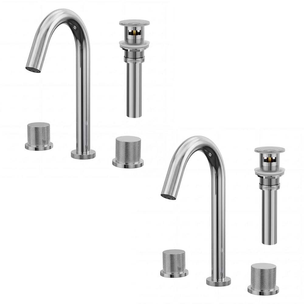 Waterfall 3-Hole High Arc 8 in. Widespread Double Handle Bathroom Faucet in Chrome Drain Included (2 Pack) price history on PriceWatchPro