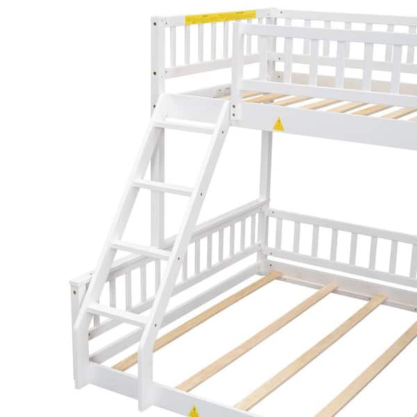 Nestfair White Twin XL Over Queen Bunk bed with Ladder and
