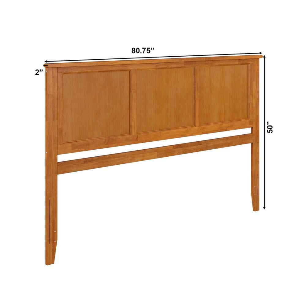 Madison King Light Toffee Solid Wood Panel Headboard with USB Charger