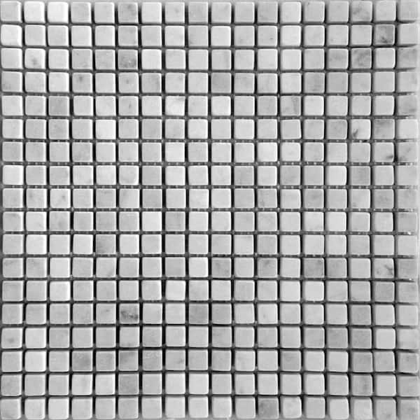 Apollo Tile Gray 4 in. x 5 in. Tumbled Mini Square Marble Mosaic Floor and Wall Tile Sample (0.13 sq. ft./Piece)