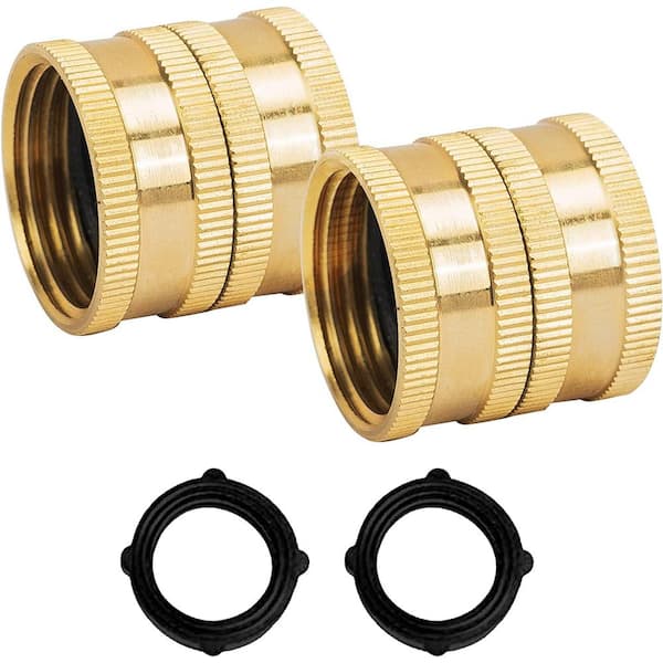Cubilan 3/4 in. Garden Hose Adapter, Solid Brass Hose Connectors, Hose Connector with 2 Extra Washers (2-Pack)