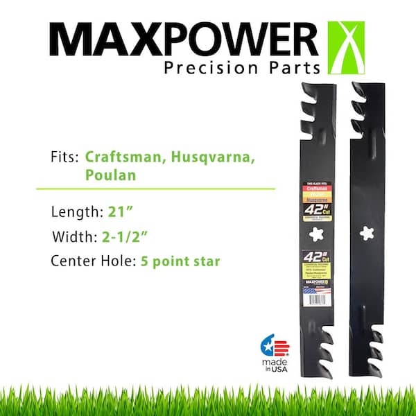 Maxpower 561713 2-Blade Set for 42-Inch Cut Poulan Husqvarna Replaces 138971 and 138498