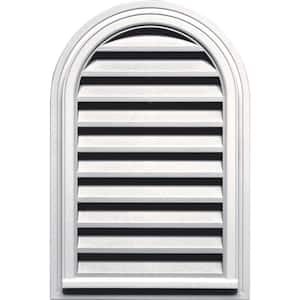 22 in. x 32 in. Round Top Plastic Built-in Screen Gable Louver Vent #117 Bright White
