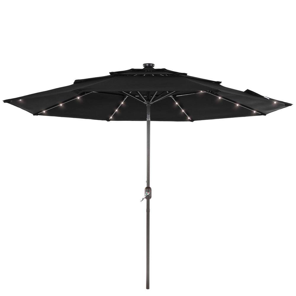 10 ft. LED 3-layer Patio Umbrella with UV Protection, Easy Tilt, and Wind-Resistant Features in Black price history on PriceWatchPro