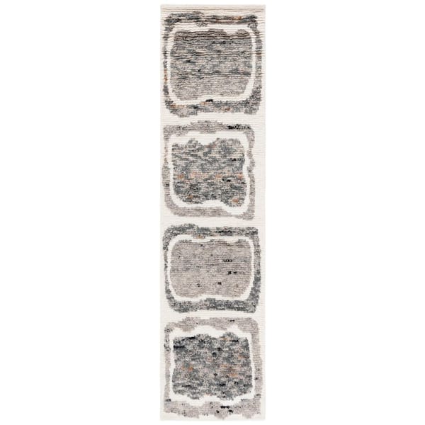 Casablanca 2 ft. x 9 ft. Ivory/Dark Gray Abstract Rectangle Runner Rug