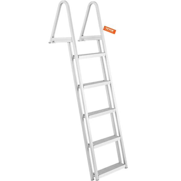 5-Step Dock Ladder with Nonslip Mat Aluminum Alloy Boat Ladder 350 lbs. Load capacity for Above Ground Pool