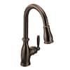 Moen Brantford Einhebel-Küchenarmatur – Hoher Bogen, Pull-Down, ölgeriebene Bronze | Mit Power-Clean-Sprühtechnik