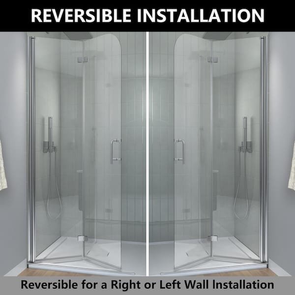 30 to 44 in. W x 72 in. H Bi-Fold Frameless Shower Doors in Chrome with Clear Glass