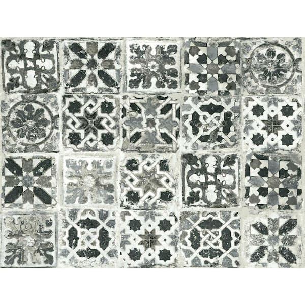 York Wallcoverings 45 sq. ft. Encaustic Tile Non-Woven Peel and Stick Wallpaper