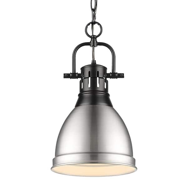 Golden Lighting Duncan 1-Light Matte Black Standard Mini Pendant with Metal Shade