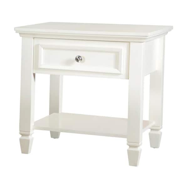 Coaster 23.75 in. Butterwhite Square Wood End Table with Storage Shelf and Drawer