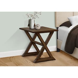 23.5 in. Dark Walnut Veneer Square Top MDF End Table with Transitional Style