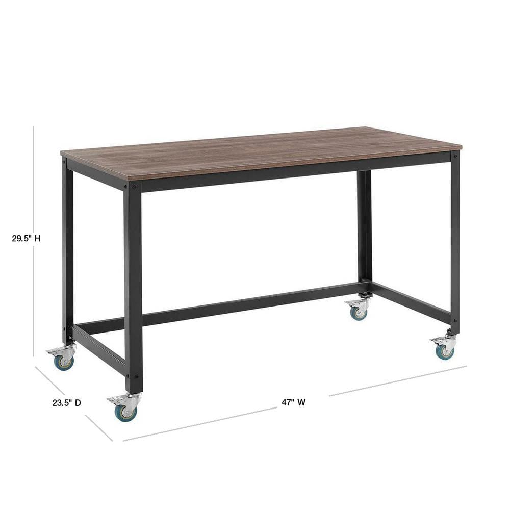 Gray Wood Office Desk with Drawer and Filing Cabinet