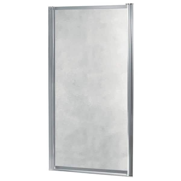 CRAFT + MAIN Tides 33 in. to 35 in. x 65 in. Framed Pivot Shower Door in Silver with Obscure Glass with Handle