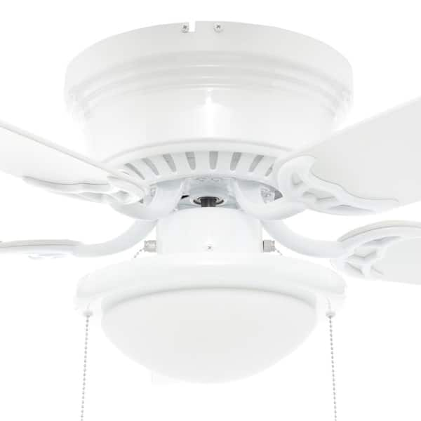 52 inch flush mount white ceiling fan with light