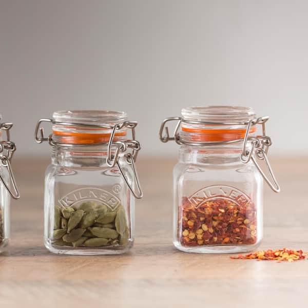French Square Spice Jars, Spice Shaker/Pourer with Lid (4 Pack); 1-Cup / 8  Fluid Ounce Capacity, Great for Spices, Herbs, Seasonings and More
