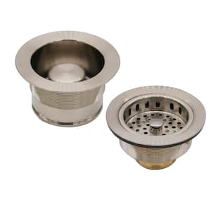 COMBO PACK 3-1/2 in. Post Style Kitchen Sink Strainer and Waste Disposal Drain Flange with Stopper, Stainless Steel