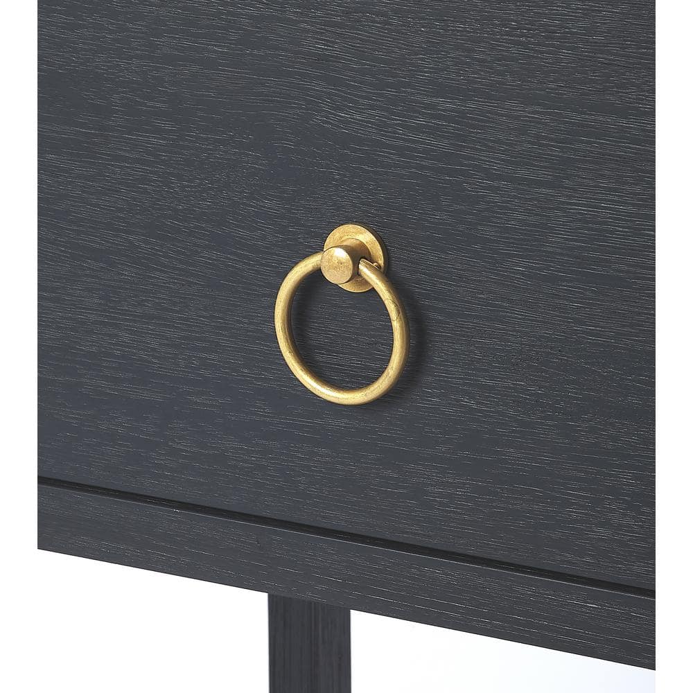 Lark Navy Blue Rectangular End Table with Gold Metallic Hardware