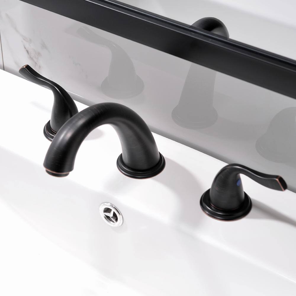 Oil Rubbed Bronze 8-Inch Widespread Bathroom Faucet with Pop-Up Drain