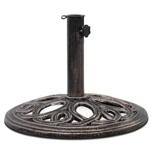 24 lbs. Cast Iron 18 in. Round Patio Umbrella Base Stand Heavy-Duty in Bronze