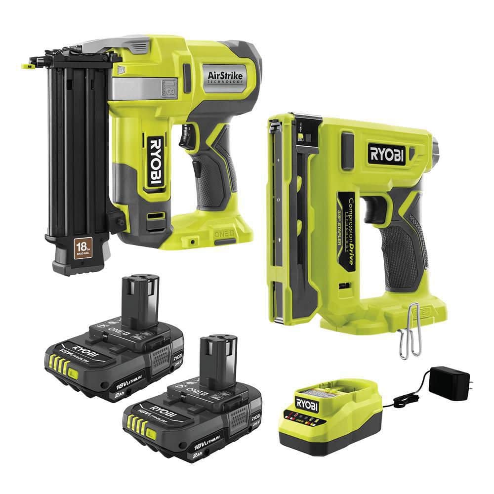 RYOBI ONE 18V Cordless 2Tool Combo Kit With 18Gauge Brad Nailer