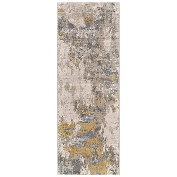 Weave & Wander Vanhorn Gold/Birch 3 ft. x 8 ft. Abstract Runner Rug