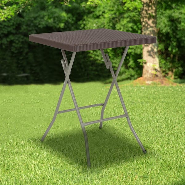 Carnegy Avenue 23.5 in. Brown Plastic Tabletop Metal Frame Folding