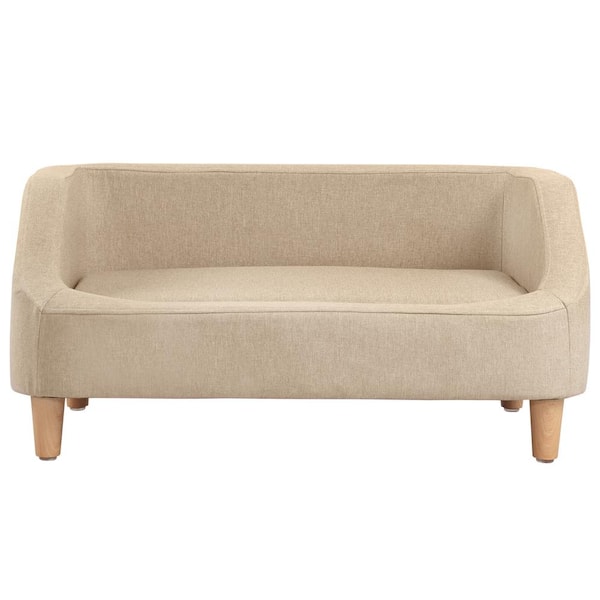 Unbranded Small 32 in. Beige Pet Bed with Movable Cushion with Wood Style Foot