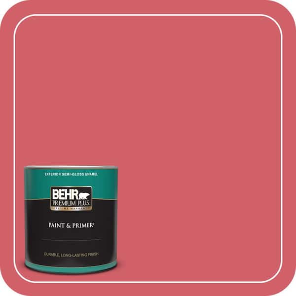BEHR PREMIUM PLUS 1 qt. #140B-6 Italiano Rose Semi-Gloss Enamel Exterior Paint & Primer