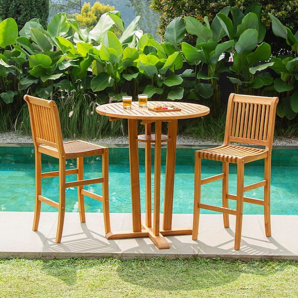 Cambridge Casual Harbin 3-piece Teak Bar Height Outdoor Bistro Set