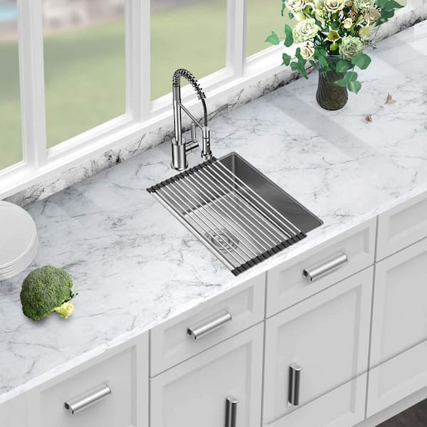 SINKI セール‼︎ White Laundry Cabinet Vanity and Utility Sink with Stainless