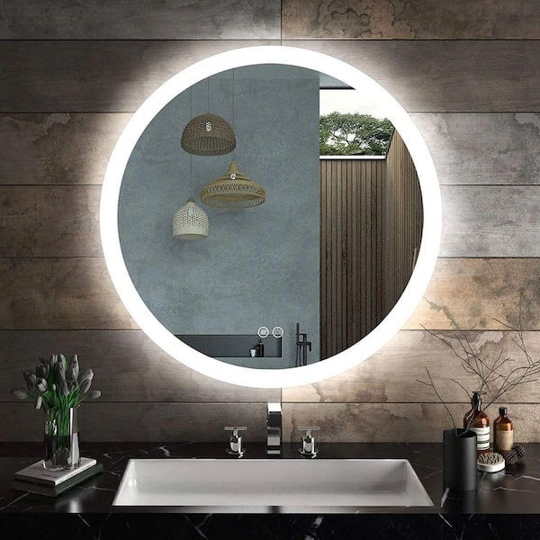 ARANAUT 24X24 Glass Led Wall Mirror With Touch Sensor Lighted