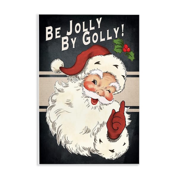 Be Jolly By Golly Vintage Christmas Santa by Jo Moulton Unframed Graphic Art Print Country 15 in. x 10 in.