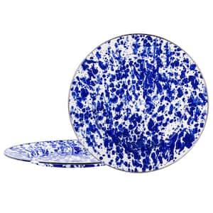 12.5 in. Cobalt Swirl Enamelware Round Chargers (Set of 2)