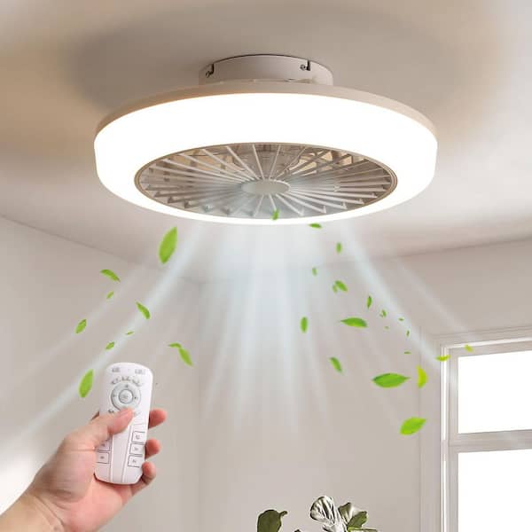 18 in. Indoor White Ceiling Fan with 3-Color LED Lights and Remote Control