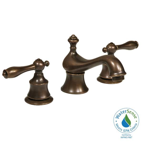 Glacier Bay Estates 8 in. Widespread 2-Handle Low-Arc Bathroom Faucet in Heritage Bronze