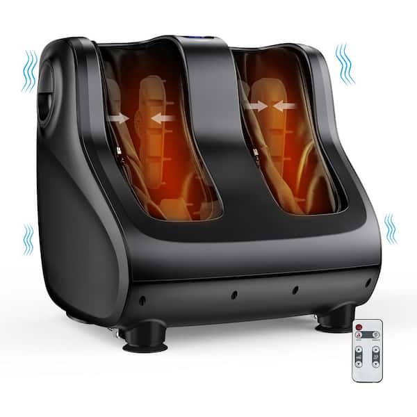 Costway 6-Speed Shiatsu Foot and Calf Massager W/Compression Kneading Heating and Vibrating in Black