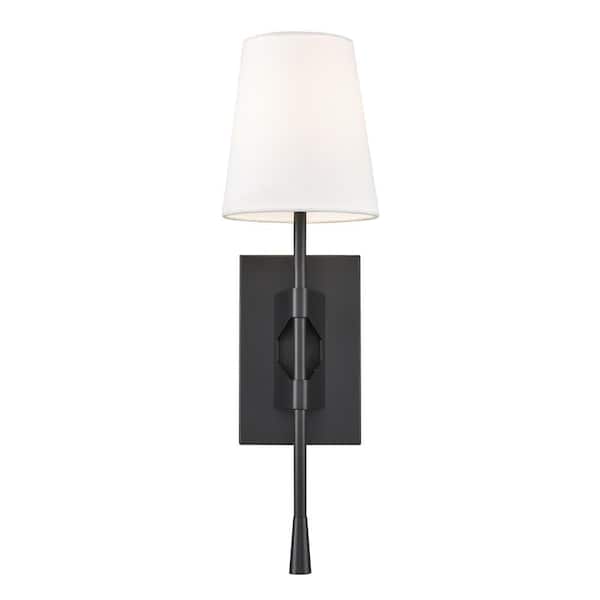 5.5 in. 1-Light Matte Black Sconce Linen