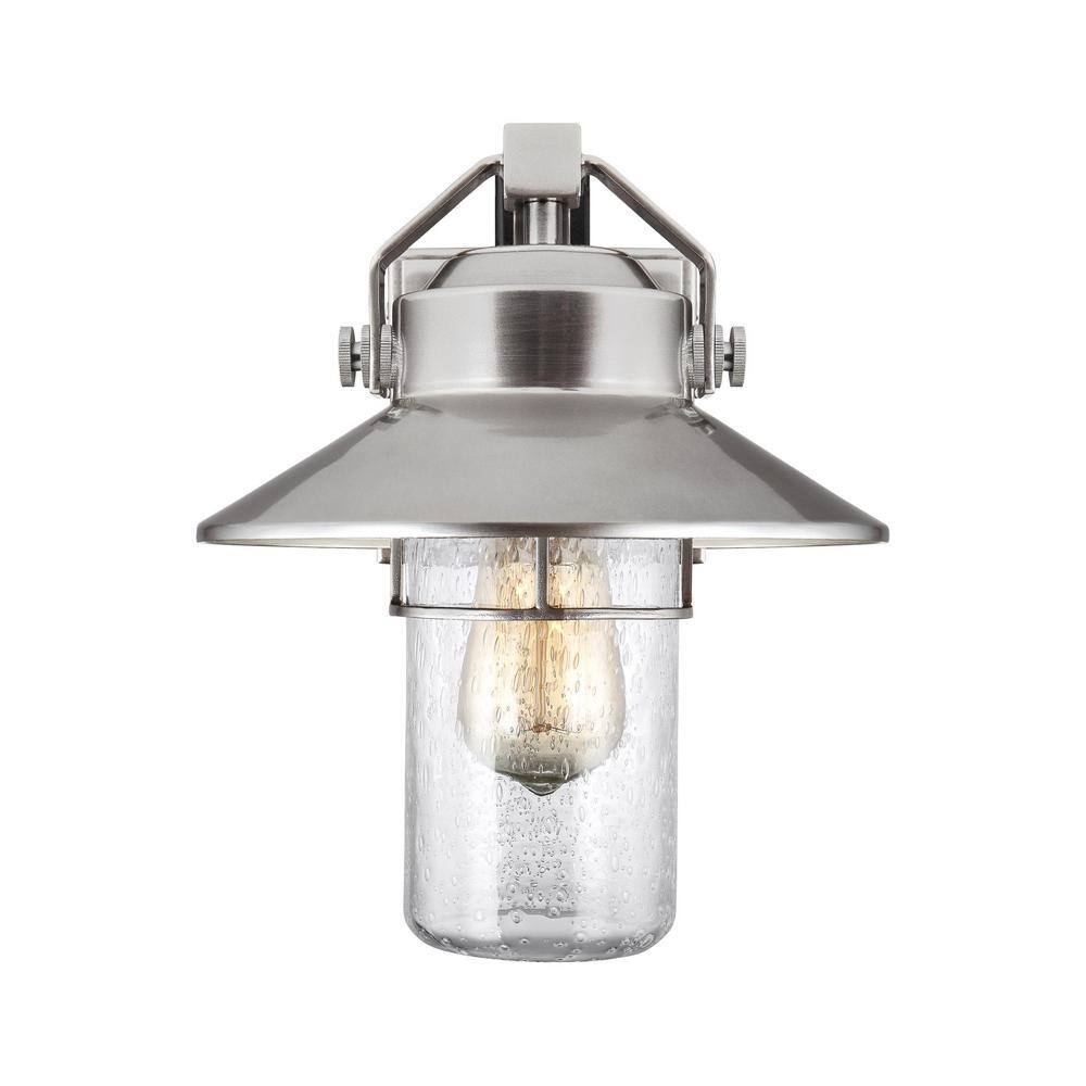 Painted Brushed Steel Outdoor Wall Lantern with Clear Seeded Glass