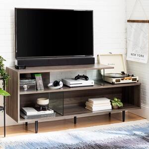 60 in. Slate Gray Composite TV Stand 65 in. with Cable Management